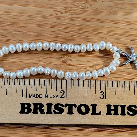 real pearl bracelet with Swarovski elements starfish stretch - Picture 2 of 3